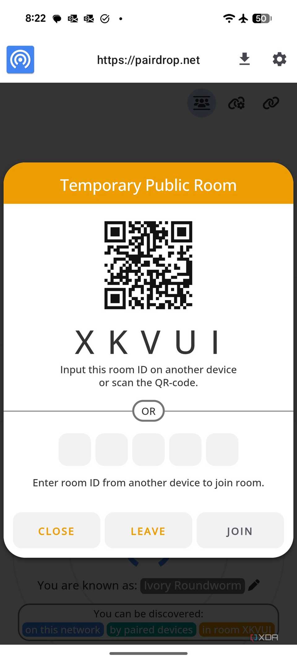 Temporary public Room on Android